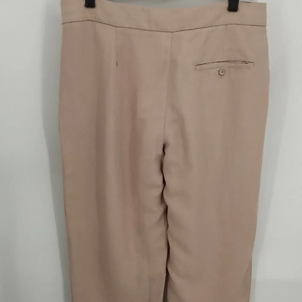 Wilfred Women's Light Brown Cropped Linen Blend Rolled Cuff Hem Pants Size 8